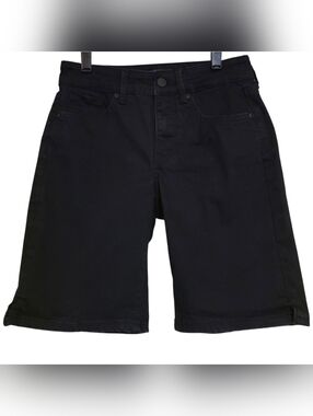 NYDJ Black Bermuda Denim Jean Shorts ELLA 25W Womens Size 0 Lift Tuck Technology